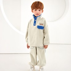 WALTONKIDS 男童撞色搖粒絨半高領上下套裝