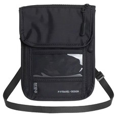 P.travel 斜背防盜包, Airtag插槽設計, RFID防盜, 防潑水材質, 黑色, 18.5 x 14.7 x 2.5cm