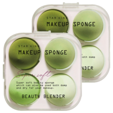 STAR KING 星之冠 修容美妝蛋組，乾濕兩用，柔軟親膚，多角度上妝, 綠色系, 2組