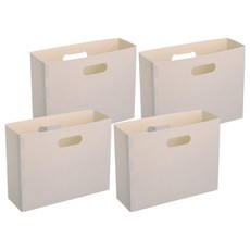 小麥購物 折疊式可手提文件收納盒 L2122, 米色, 4個