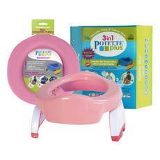 POTETTE plus 可攜式兒童馬桶組, 蜜桃粉