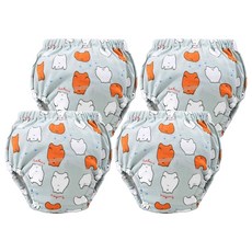 我家寶貝 6層紗寶寶學習褲, 純棉透氣, 腰腿鬆緊帶設計, 灰熊, S, 4件