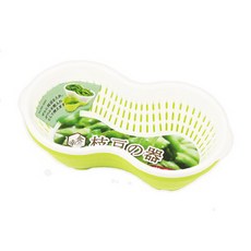 PEARL LIFE 珍珠金屬 Shoku no Sachi系列 枝豆薄型笊篱碗 日本製, 白色 + 綠色, 1個