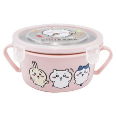 Chiikawa 吉伊卡哇 不鏽鋼雙耳隔熱餐碗, 304不鏽鋼, 粉色, 1個