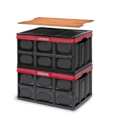 Revens 多折疊生活盒 56L 大號 2p + 木頂套裝, 黑木, 1組