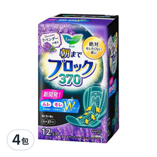 Laurier 蕾妮亞 薰衣草香超吸收防側漏 夜用衛生棉 護翼型, 37cm, 12片, 4包