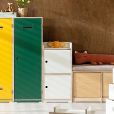 소르니아 아동용 우디 자작나무 수납장 2단 방문설치, 아이보리