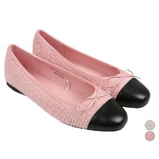 SHOOPEN 女款斜紋軟呢1蝴蝶結平底鞋 HPWWFFS201, 粉色(25號), 240mm