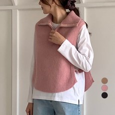 afinar 女款層次感半拉鍊針織背心