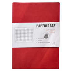 PAPERIDEAS A5軟皮方格筆記本 188頁 100g 有索引 有頁碼, 紅色, 1本