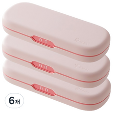 마켓감성 이모티콘 마카롱컬러 필통, 분홍색, 6개