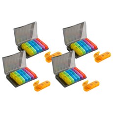 Hanbom Nuri 便攜式每日每週藥丸盒黑色 + 7 種顏色, 4個