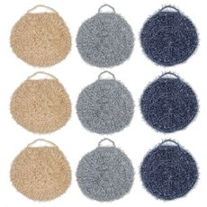 comet 可掛式圓形壓克力纖維菜瓜布, 米色+灰色+海軍藍, 9個, 1組