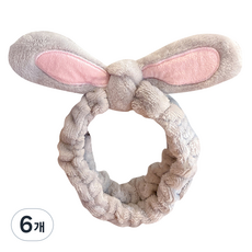 淘氣姐妹 可愛兔耳洗臉髮帶, 6個, 灰色