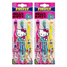 FIREFLY 兒童牙刷, HELLO KITTY 紅色 + 藍色 + 黃色, 3支, 2組
