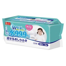 LEC 純水99.9% 可沖式濕紙巾 日本高規無塵工廠製造 無添加, 60張, 3包