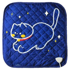 LULUA 單人定時電熱坐墊 LU-C301, 海軍藍貓咪, 44 x 44 cm