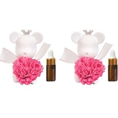 Rabida新康乃馨熊石膏裝飾品 深粉紅色*2入+石膏芳香劑補充油 3ml*2入, 乾淨的棉花