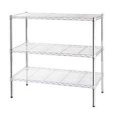 AMOS 圓形沖孔網置物架/波浪架/超穩耐重洞洞架 90 x 45 x 90cm 電鍍銀色, 3層