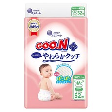 GOO.N 大王 日本境內版 SJ柔觸肌系列 黏貼型尿布 6~11kg, 52片, M