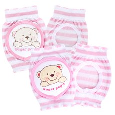 슈가팝스 쿨링 무릎보호대 2p + 쿨링베어 팔꿈치보호대 2p, 핑크, 1세트