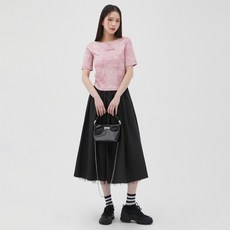 랩 여성용 메쉬안감 밴딩 플레어 스커트 AQ1WSM69