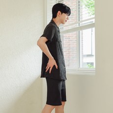 글램공감 여성용 코코넛 반소매 무지 카라 면 투피스 파자마 세트