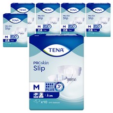 TENA 添寧 韓國原裝進口 PROskin Slip Plus 親膚防漏男女通用成人紙尿褲, M, 10片, 6包