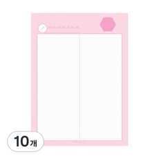 아이씨엘디자인 그리드 노트패드, 플레인 베이비핑크, 10개, 46매