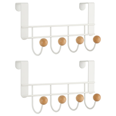 門後衣帽掛鈎, 簡約白, 經典黑, 鐵+木頭, 22.2cm, 1組