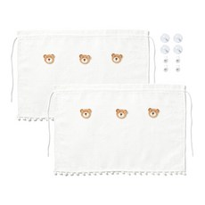 MAYTON 標準M車用窗戶遮陽板小熊刺繡, 2個, 白色