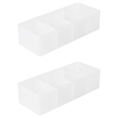 MAME 隔板多功能收納盒 大型, 白色半透明, 2個