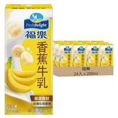 福樂 香蕉調味乳, 200ml, 24入