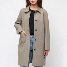 CARET 基本款棉質中長版風衣，霧面材質與高級棉混紡, S, 深米色