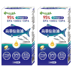 95%Omega 3 高單位魚油 EPA + DHA + DPA, 30顆, 700mg, 2盒