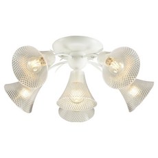 Honey Comb 洛基半吸頂五燈 附電子開關 簡約時尚 適用於客廳臥室, 1入, 白色