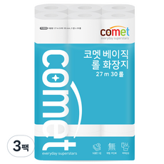 comet 基本3層捲筒衛生紙 27m, 3個, 30入