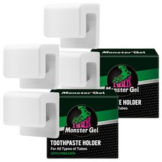 Monster Gel 超強力寬版免鑽孔浴室牙膏架, 4個, 白色