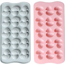 15格矽膠鴨子造型巧克力模具 2入, 1套, 藍色, 粉色