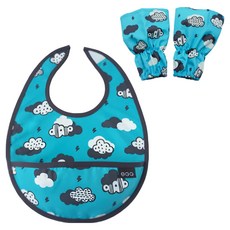 OGG 兒童用餐圍兜袖套組, 防水防污聚酯纖維, 轟隆隆雲朵, 1組, 50g