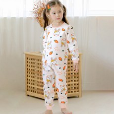 Maykids 童款兔子胡蘿蔔印花居家保暖長袖衣褲組