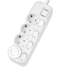 에코파워탭 국내 제조 LED 개별 과부하 차단 멀티탭 4구 CSG-40415 + 안전커버, 4m, 화이트, 2개