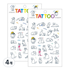 Petit 佩蒂紋身貼紙 TS013, 貓, 4個