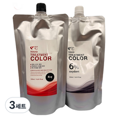 머리앤 새치커버 오징어 트리트먼트 칼라 염색제 1제 + 2제 세트, 3세트, 1N 흑색