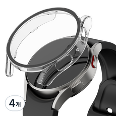 누아트 갤럭시워치 하드 케이스 풀커버 액정보호 강화유리 40mm 1개입, 투명, 4개