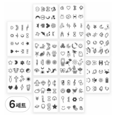 THE狎鷗亭姐姐 半永久迷你DIY刺青貼紙 160款套組, 6套, 黑藍色