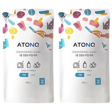 아토앤오투 1종 젖병&주방세제 리필 파우치 무향, 480g, 2개