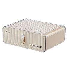 Mega 簡約奶油風抽拉疊加內衣襪子收納盒, 奶油色, 1個