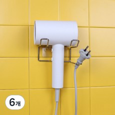 리빙홈디테일 무타공 스텐 접착 드라이기 거치대, 실버, 6개