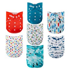 Nora's Nursery 成長型口袋式布尿布套裝 竹碳纖維吸濕除臭 尺寸可調整, 衝浪季節, 1組